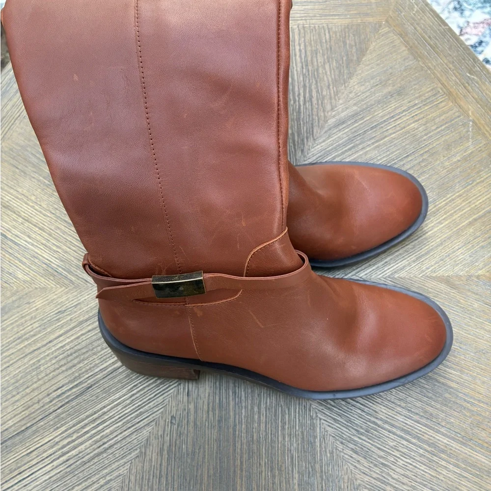 NWOT LINEA PAOLO Kamile Knee-High Riding Boots In Cognac Size 7